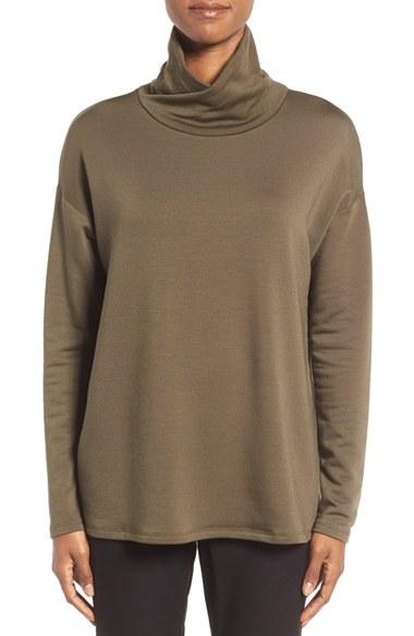 Women's Eileen Fisher Stretch Tencel Fleece Knit Top - Green