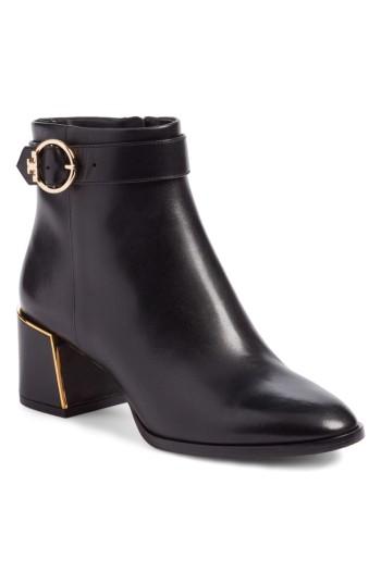 Women's Tory Burch Sofia Buckle Strap Bootie .5 M - Black
