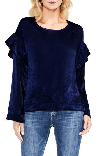 Women's Two By Vince Camuto Ruffle Sleeve Velvet Top - Blue