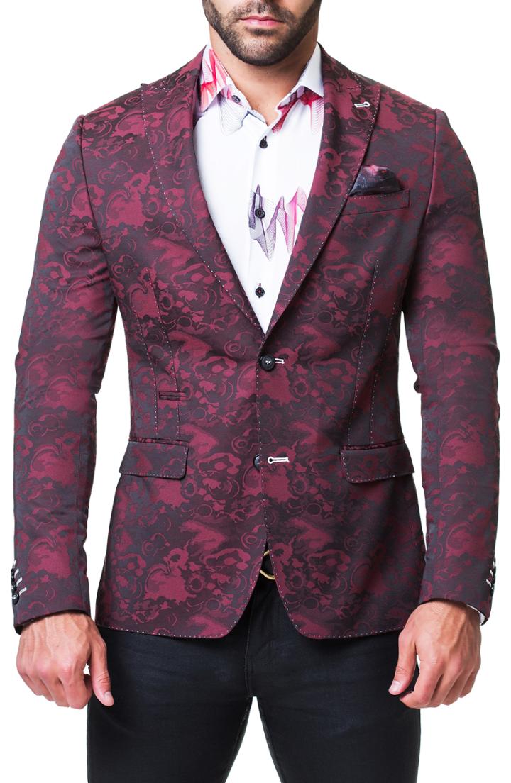 Men's Maceoo Beethoven Print Blazer (l) - Red