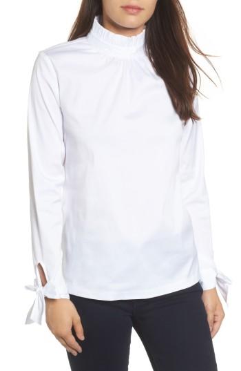 Women's Halogen Tie Sleeve Poplin Shirt - White