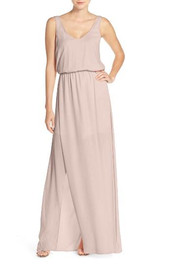 Women's Show Me Your Mumu Kendall Soft V-back A-line Gown, Size - Beige