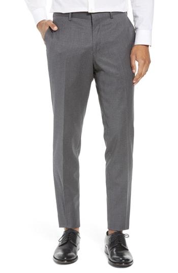 Men's Nordstrom Men's Shop Flat Front Tech-smart Extra Trim Trousers - Grey