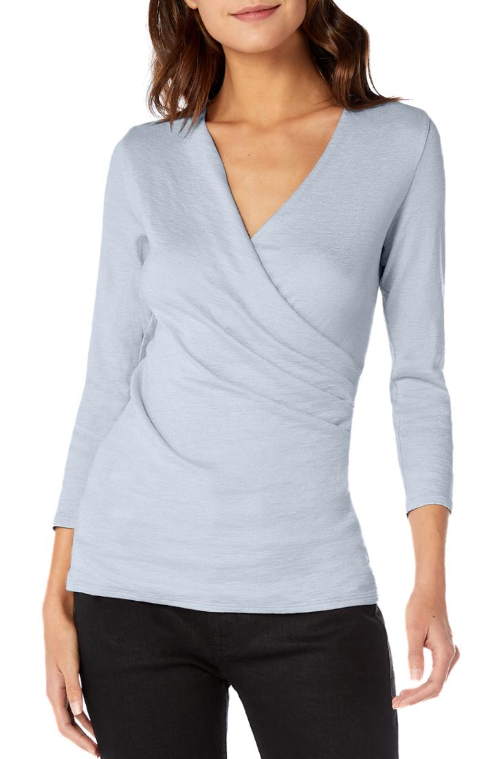 Women's Michael Stars Shine Surplice Top, Size - Blue
