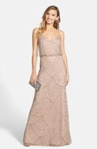 Petite Women's Adrianna Papell Embellished Blouson Gown P - Beige