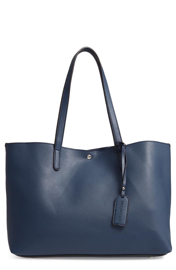 Sole Society Zeda Faux Leather Tote - Blue