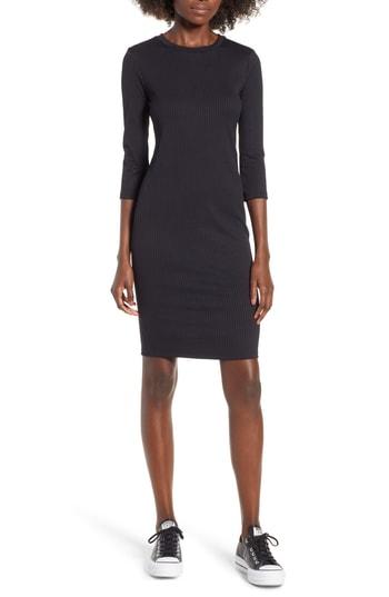 Women's Ribbed Body-con Minidress - Black