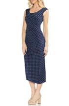 Women's Vince Camuto Romantic Dots Side Ruched Midi Dress - Blue