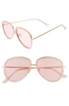 Women's Leith 58mm Crystal Aviator Sunglasses - Rose Gold/ Pink