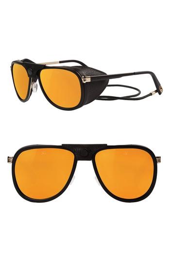 Men's Vuarnet Glacier 57mm Aviator Sunglasses - Pure Brown Gold Flash