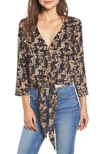 Women's Hinge Tie Front Top - Black