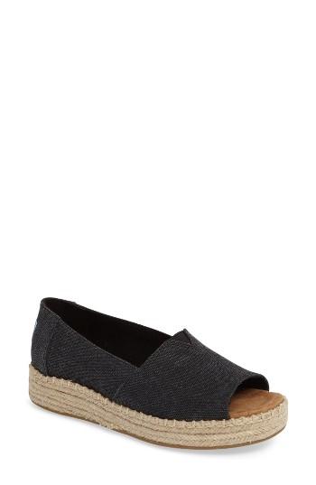 Women's Toms Open Toe Platform Espadrille M - Black