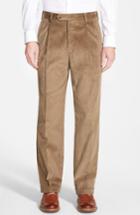Men's Berle Pleated Corduroy Trousers X Unhemmed - Beige