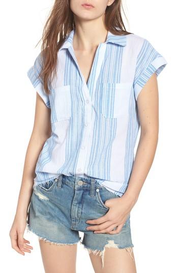 Women's Love, Fire Stripe Camp Shirt - Blue