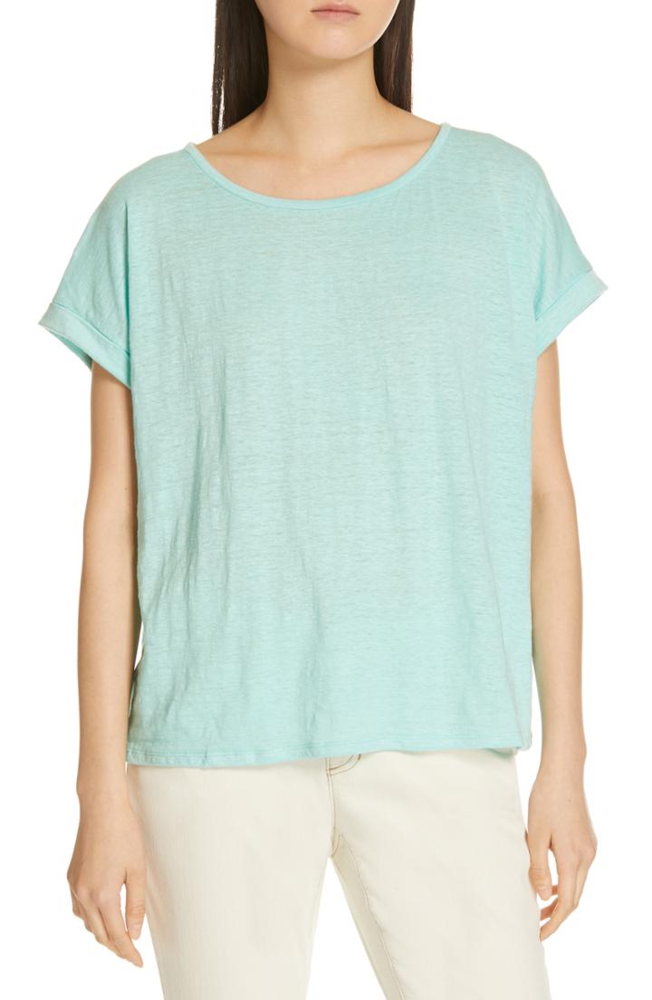 Women's Eileen Fisher Organic Linen Boxy Tee - Blue