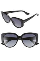 Women's Dior 'night' 55mm Cat Eye Sunglasses - Black