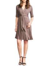 Women's Maternal America Tie Waist Maternity Dress - Beige