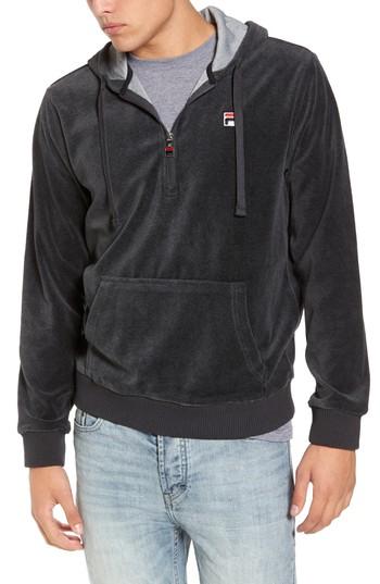 Men's Fila Venezia Half Zip Velour Hoodie, Size - Grey