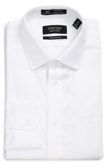 Men's Nordstrom Men's Shop Smartcare(tm) Traditional Fit Stripe Dress Shirt 32 - White