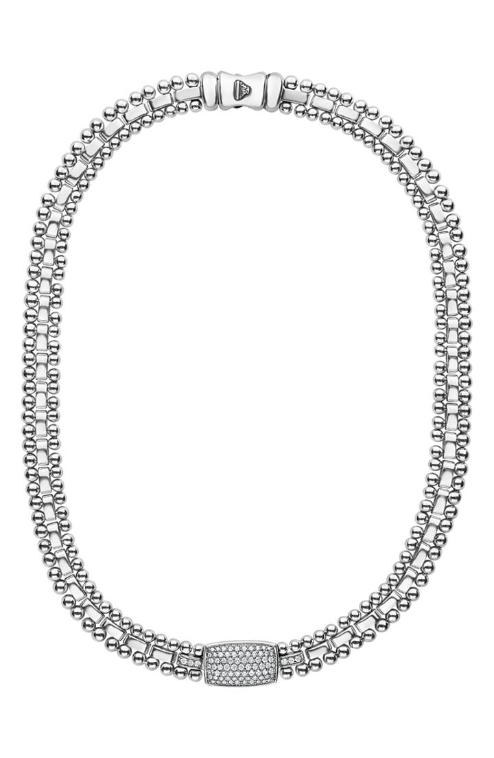 Women's Lagos Caviar Spark Diamond Pave Collar Necklace