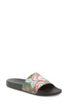 Women's Gucci 'pursuit' Floral Logo Slide Sandal Us / 38eu - Beige