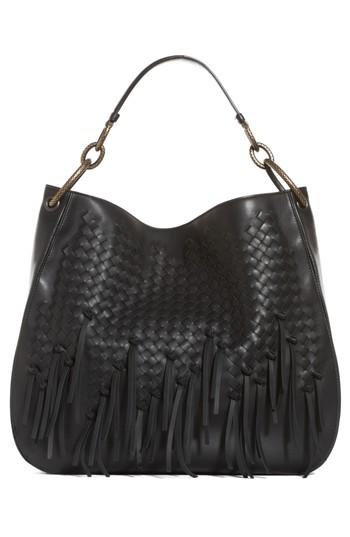 Bottega Veneta Large Loop Fringe Leather Hobo - Black