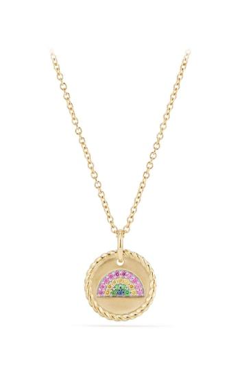 Women's David Yurman Cable Collectibles Rainbow Necklace With Pink & Yellow Sapphires & Tsavorite In 18k Gold