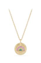 Women's David Yurman Cable Collectibles Rainbow Necklace With Pink & Yellow Sapphires & Tsavorite In 18k Gold