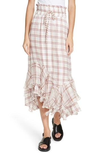 Women's Lee Mathews Holly Check Ruffle Skirt - Red