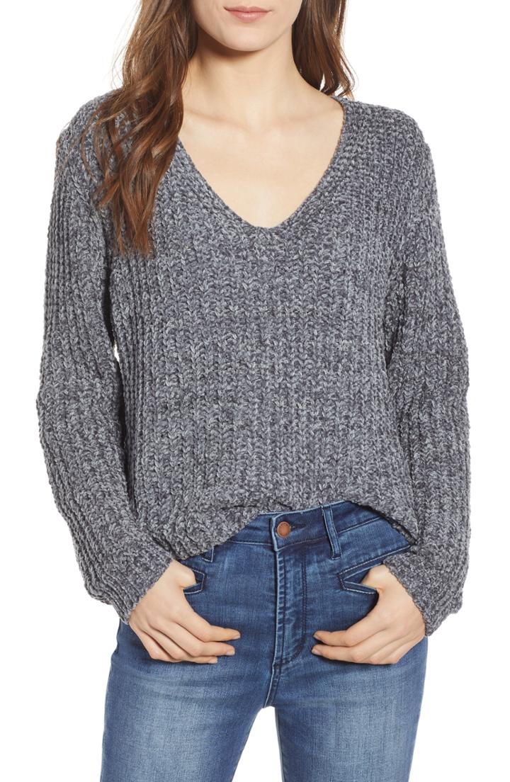 Women's Roxy Padang Paradise Chenille Sweater - Grey