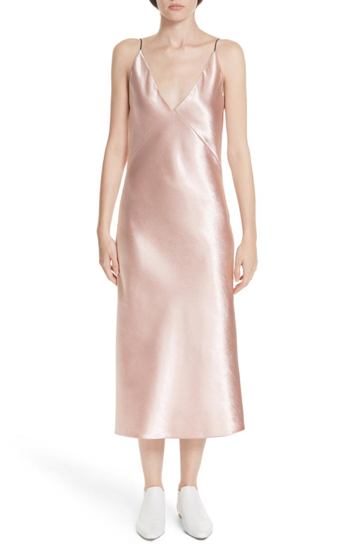 Women's Vince V-neck Bias Cut Dress - Pink