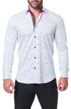 Men's Maceoo Fibonacci Geometric Trim Fit Print Sport Shirt (s) - White
