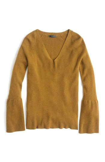 Women's J.crew Molly Bell Sleeve V-neck Top, Size - Green