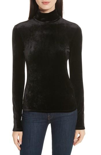 Women's Theory Velvet Turtleneck Top - Black