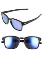 Women's Oakley Latch 52mm Polarized Rectangular Sunglasses - Matte Black/ Violet Iridium P