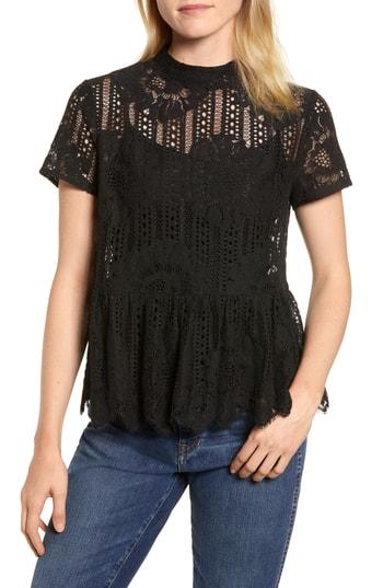 Women's Everleigh Short Sleeve Lace Top - Black
