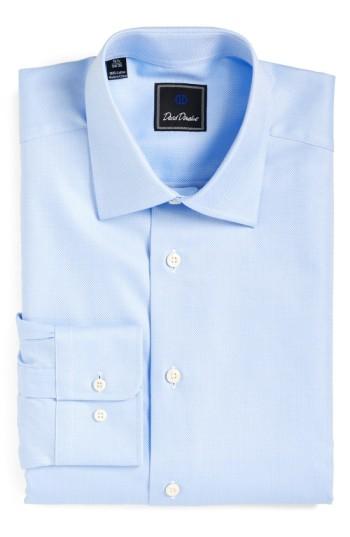 Men's David Donahue Regular Fit Oxford Dress Shirt - 34/35 - Blue