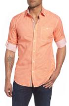Men's Bugatchi Shaped Fit Striated Print Sport Shirt - Orange