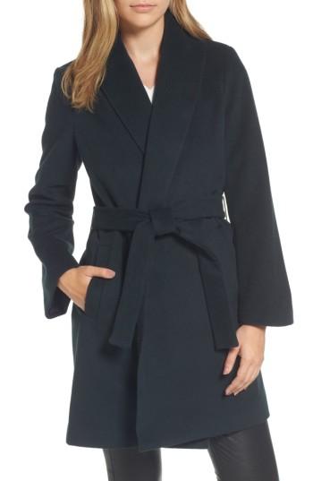 Women's Tahari Gabrielle Wool Blend Long Wrap Coat - Green