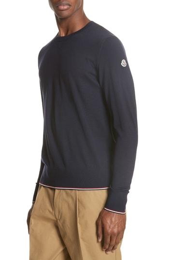 Men's Moncler Maglia Virgin Wool Sweater - Blue