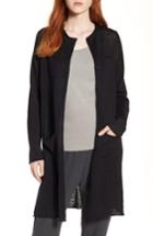 Women's Eileen Fisher Long Organic Linen Cardigan - Black