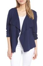 Women's Caslon Moto Collar Cotton Knit Jacket, Size - Blue