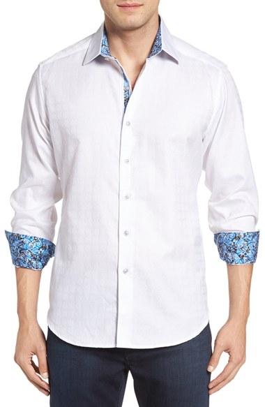 Men's Robert Graham 'rialto' Classic Fit Jacquard Sport Shirt - White