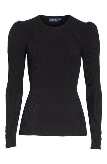 Women's Polo Ralph Lauren Puff Sleeve Rib Knit Sweater