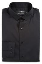 Men's Topman Skinny Fit Stretch Dress Shirt, Size - Black