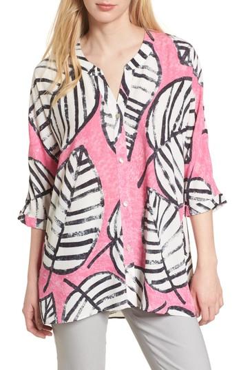 Women's Nic+zoe Etched Leaves Top - Pink