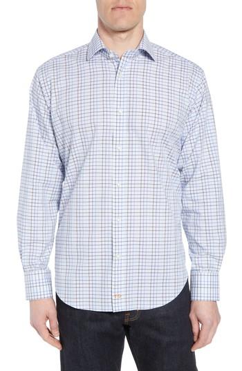 Men's Thomas Dean Regular Fit Windowpane Sport Shirt - Purple