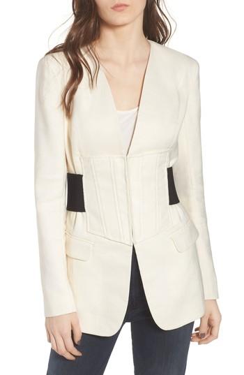 Women's Trouve Corset Linen Blend Blazer