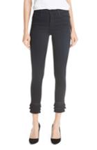 Women's Frame Le High Fringe Hem Skinny Jeans - Black