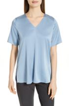 Women's Eileen Fisher Silk Blend V-neck Tunic Top, Size - Blue